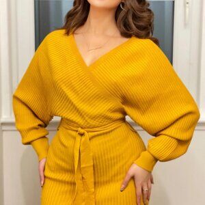 Just Between Us Sweater Dress - Mustard